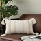 Lumbar Decorative Boho Throw Pillow Cover, 12 x 20 Farmhouse Cute Pillowcase Minimalist Neutral Collection Cream White Tufted with Tassels Woven Cushion Cover for Sofa Couch Bedroom Living Room